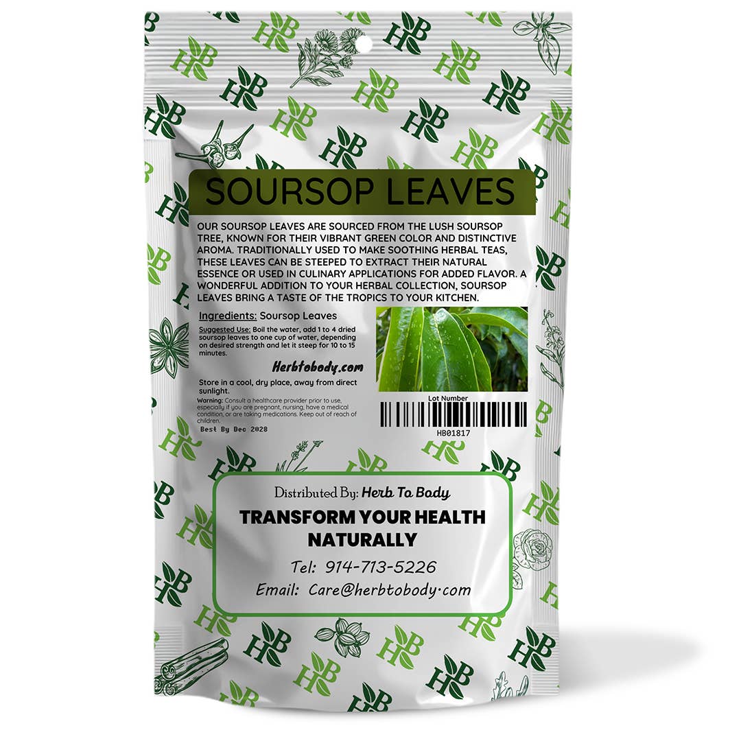 Herb To Body - Organic Soursop Leaves 50g - Dried Leaf | Hoja De Guanabana