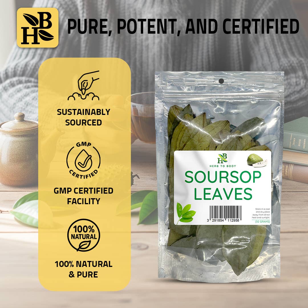 Herb To Body - Organic Soursop Leaves 50g - Dried Leaf | Hoja De Guanabana