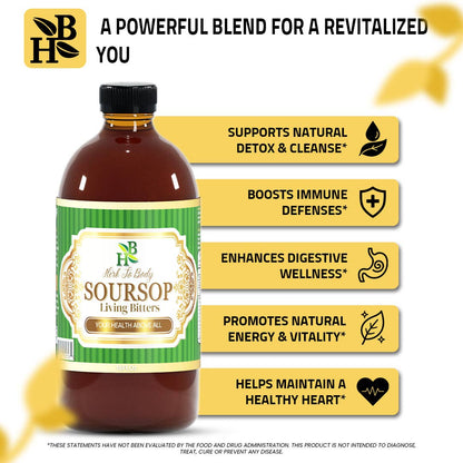 Herb To Body - Soursop Living Bitters Herbal Tonic 16oz - Botanical Blend