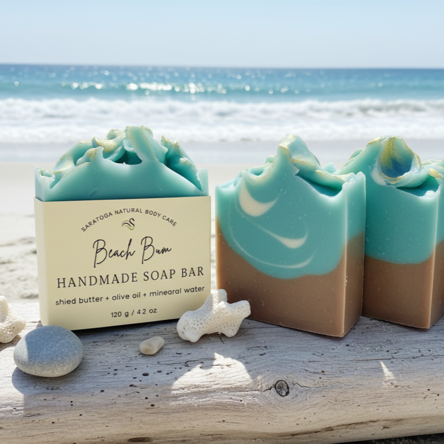 SARATOGA SOAP COMPANY - Beach Bum Handmade Soap Bar VEGAN Cold Process Soap